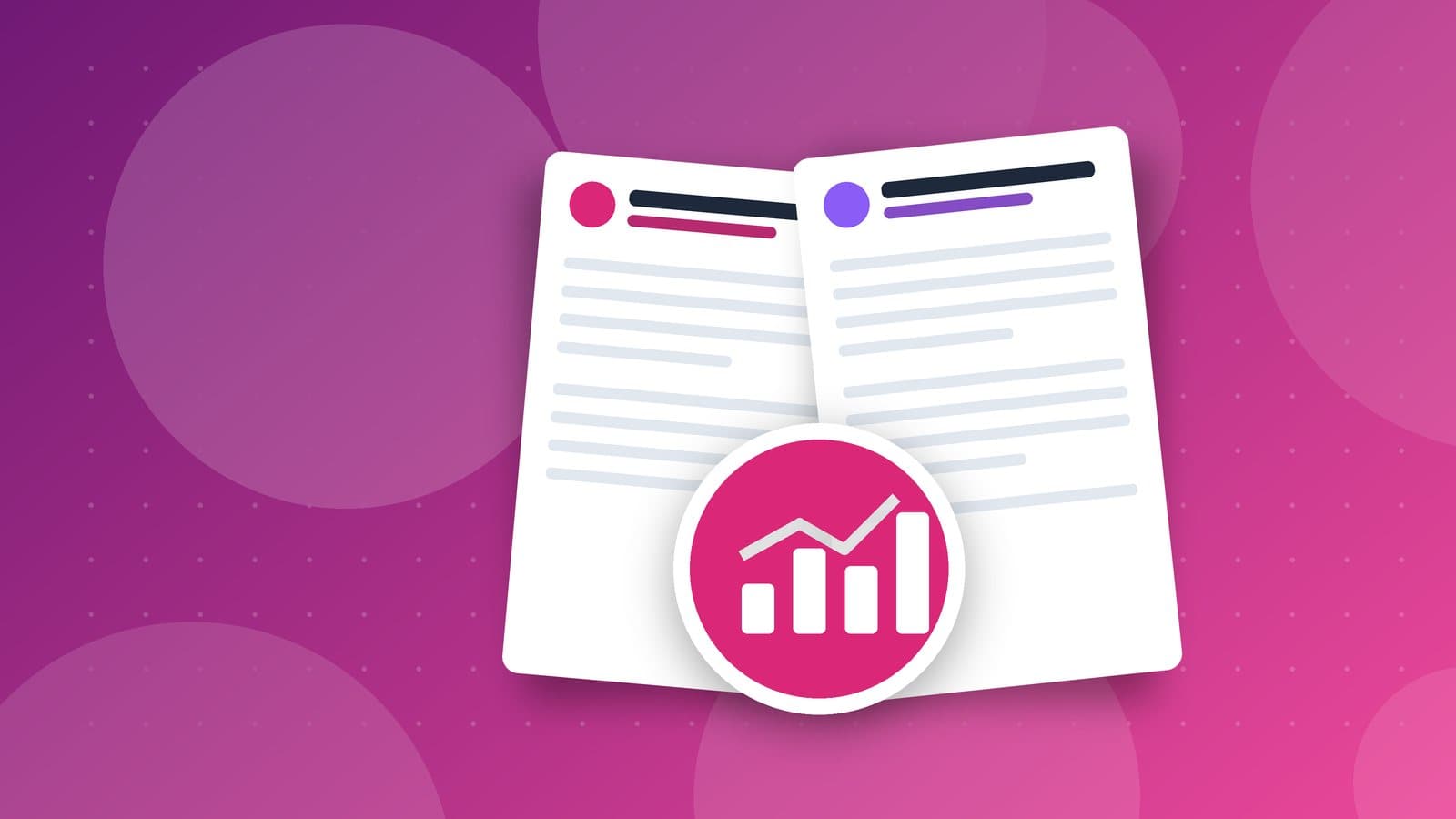 Marketing resumes with a rising bar chart